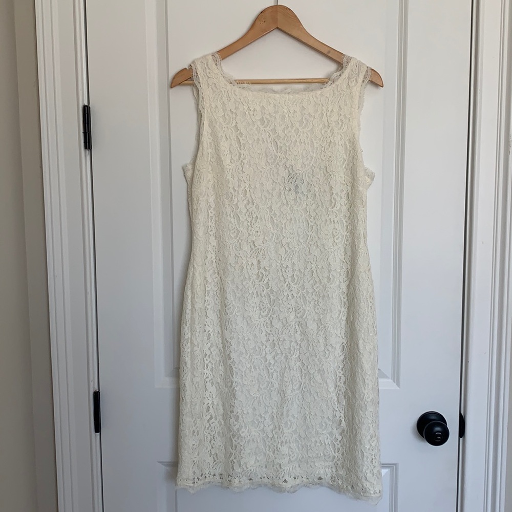 Adrianna Papell Cream Lace Midi Dress